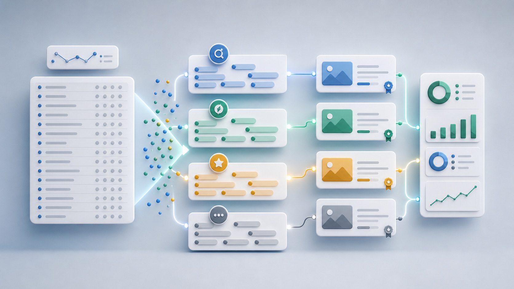 Search-Console-Daten als Query-Cluster mit Seitenrollen und SEO-Prioritaeten