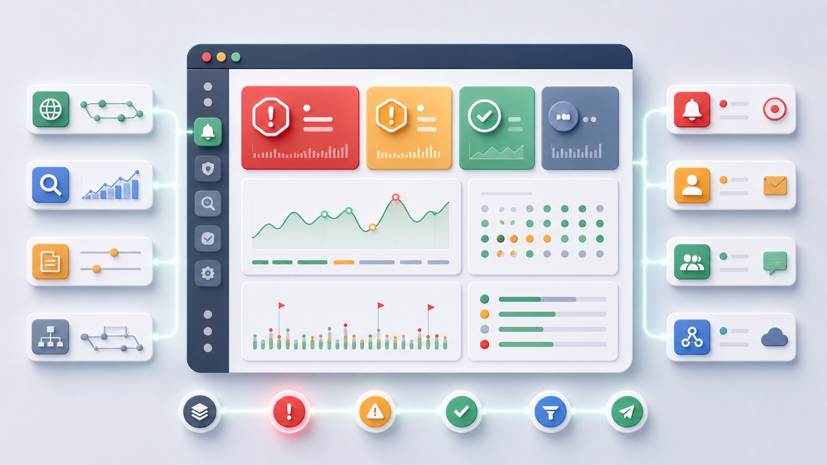 SEO-Monitoring-Dashboard mit priorisierten Alerts und klaren Eskalationsstufen