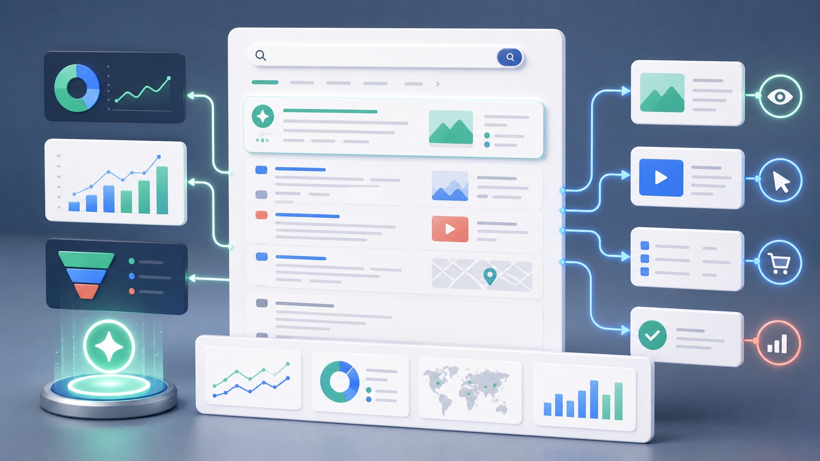 Suchergebnisse mit SERP-Features, Markenwirkung und organischen Klickpfaden